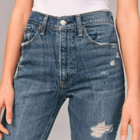 Abercrombie & Fitch Womens High Rise Mom Jeans Dark Wash Size 37 - Picture 4 of 10